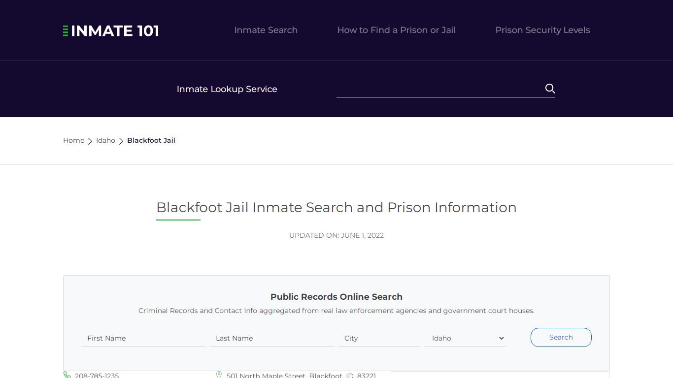 Blackfoot Jail Inmate Search, Visitation, Phone no ...
